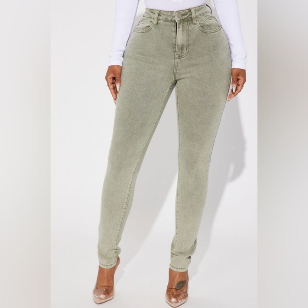 Shape Up Sculpting Stretch Skinny Jeans - Green - Picture 3 of 9